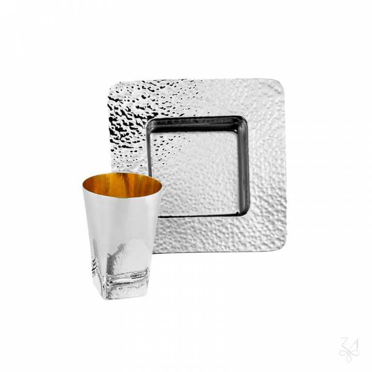 Hammered Kiddush Set Square