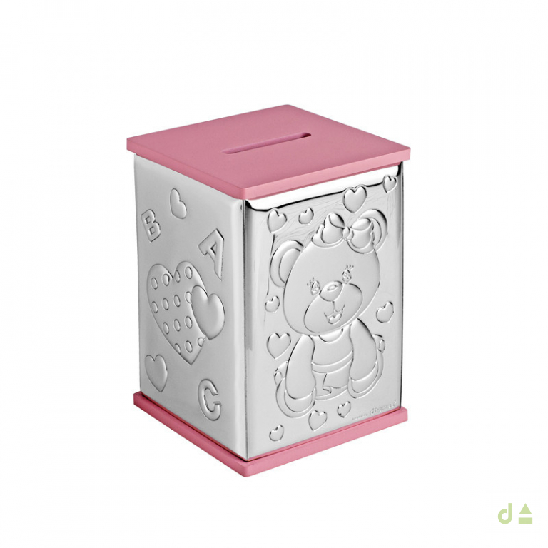 HUCHA MADERA OSO CON ESTRELLAS ROSA