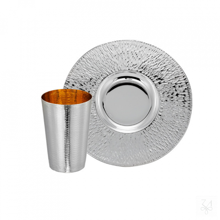 Kiddush Set - Mod. Hammered Cut Conico