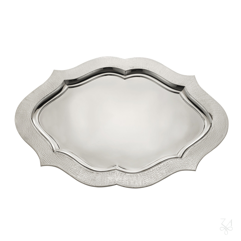 Oval Tray 55x42 Hammered Cut Border