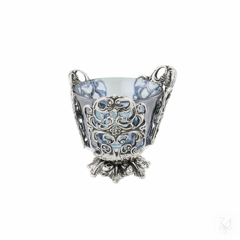 Salt Holder w/ Blue Crystal - H.-5cm