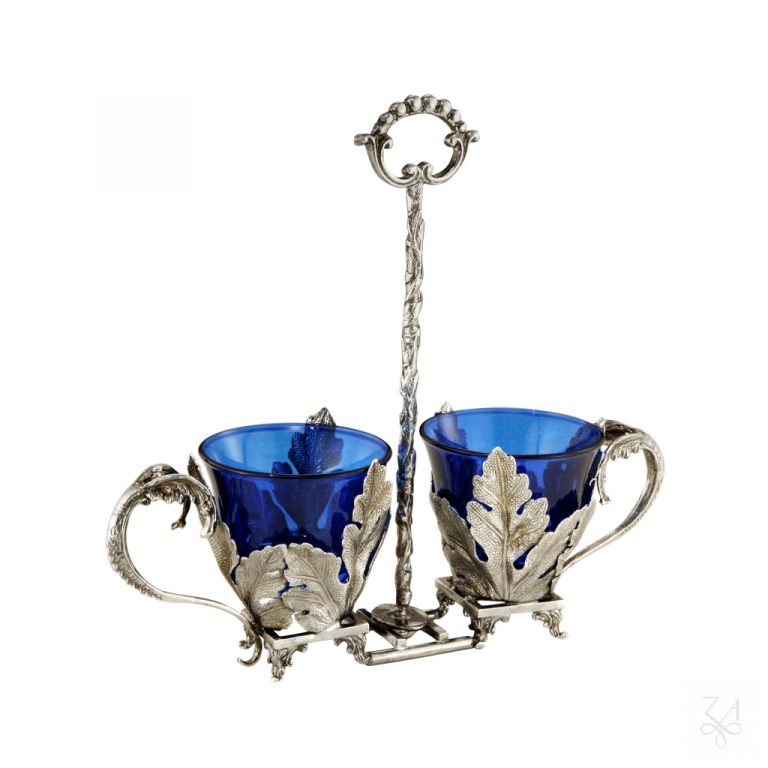 Double Salt Holder  w/ Blue Crystal