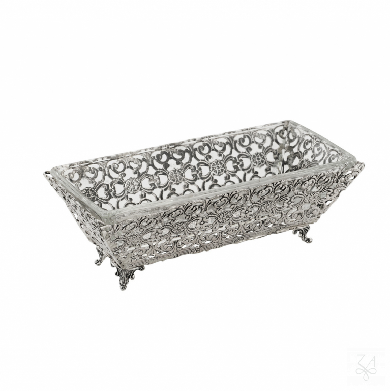 Salt Holder Rectangular w/ White Crystal