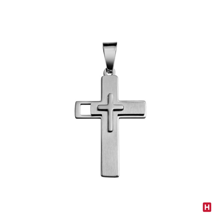 Cruz Hassu - Cruz de aço inox - Pendentes para colares homem