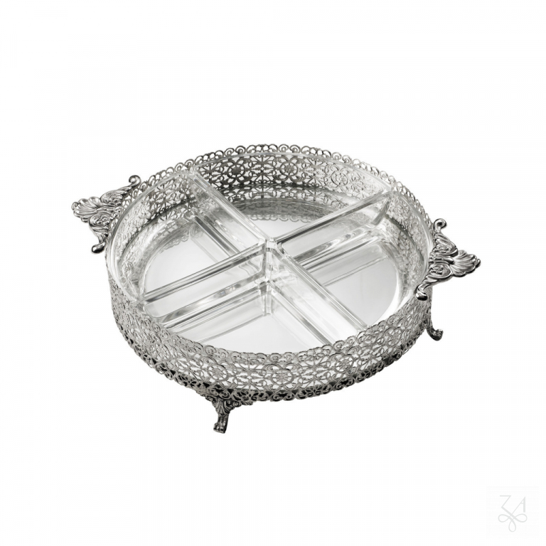 Round Tray / Appetizer Dish w/ Crystal