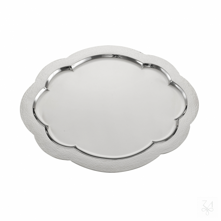 Oval Tray 42x33,5 - Mod. Cardinale - Hammered "Beat-Cut"Border