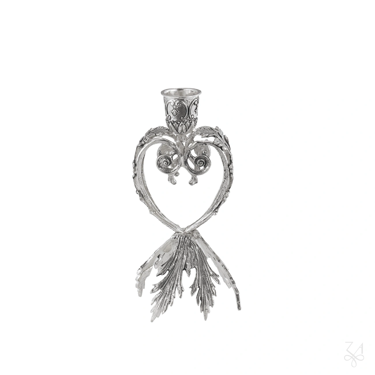 Candlestick Heart Acanthus Leaf w/ Base Leaf- H.-15cm 3