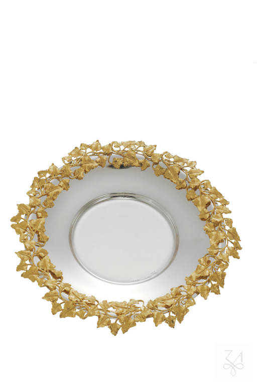 Kiddush Plate D.-24cm- Border Gold - Mod. Ivy