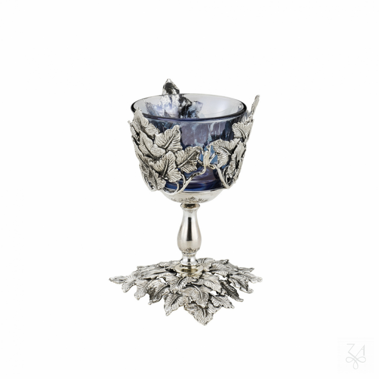 Salt Holder w/ Blue Crystal - H.-11cm