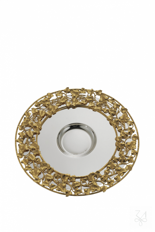 Kiddush Plate D.-21cm- Golden Border - Mod. Ivy