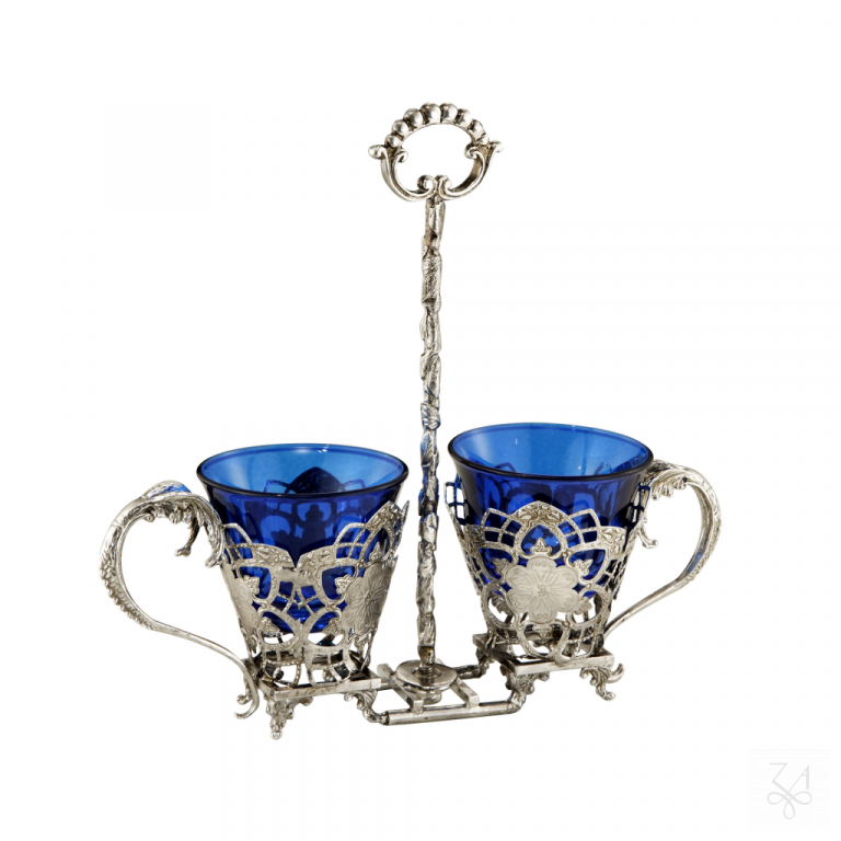 Double Salt Holder  w/ Blue Crystal