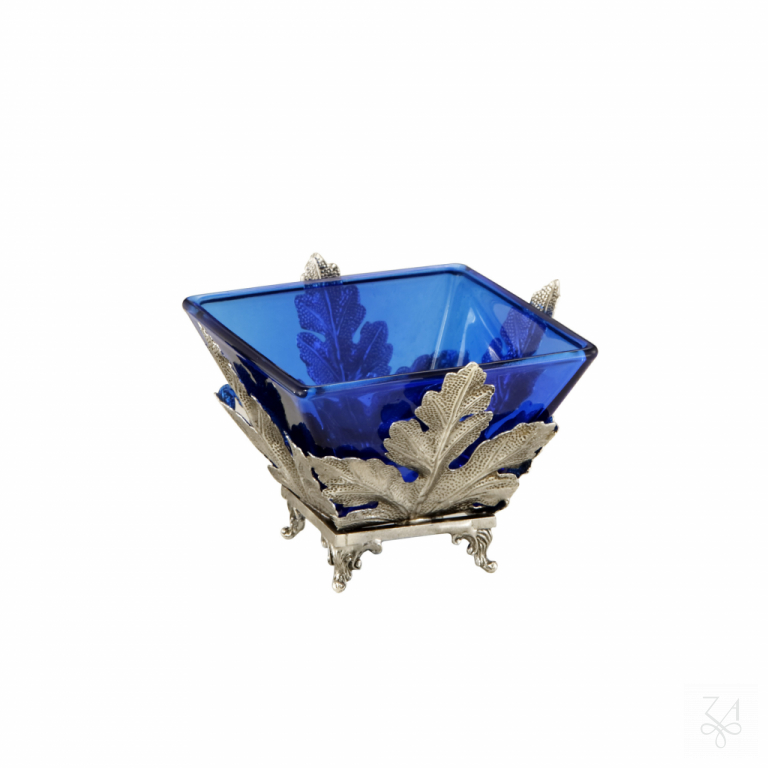 Salt Holder Square w/ Blue Crystal