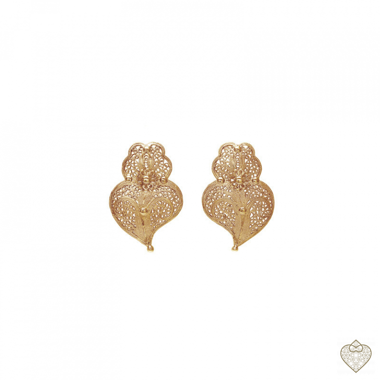 PENDIENTES EN PLATA DORADA - MOD. CORAZON-2.5CM