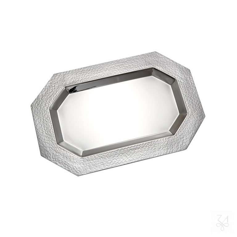 Octagonal Tray 30 x19 cm - Hammered Border