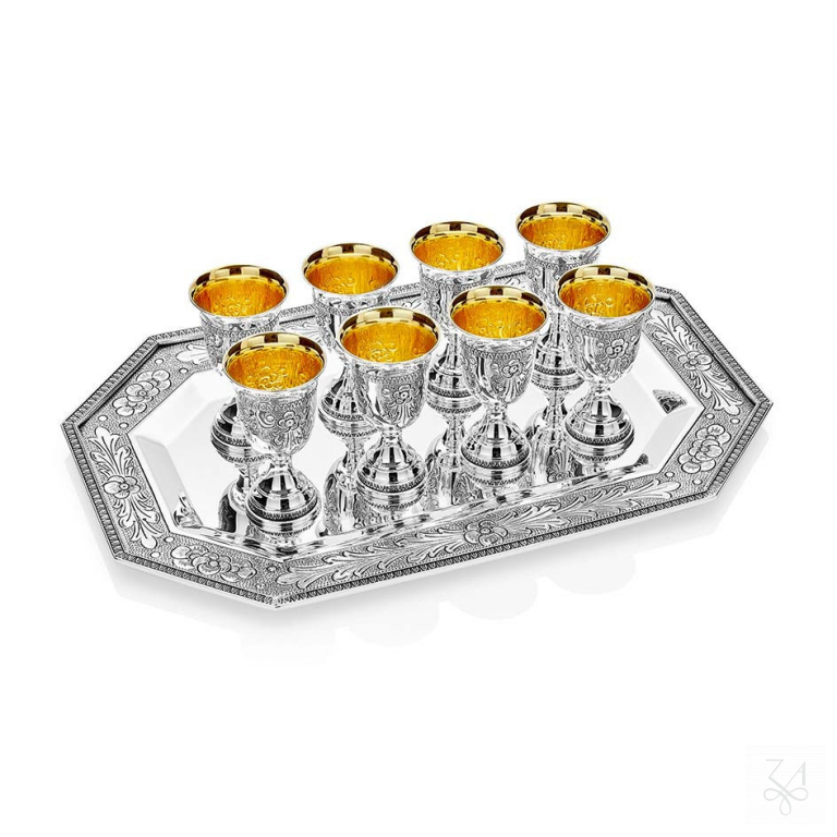 Liquor 8 Cups Set with Tray - Mod. Poppy, AJ-FL0093