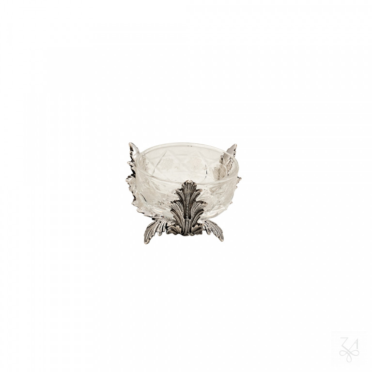 Salt Holder w/ Crystal Bohemia - Mod. Acanthus Leaf