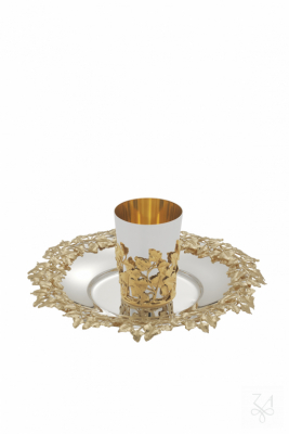 Kiddush Plate D.-24cm- Border Gold - Mod. Ivy 3