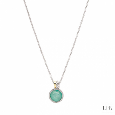 COLLAR PLATA925/ORO 9K  C/ PIEDRA VERDE - ALICE 1