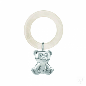 SONAJERO EN PLATA CON ARO - OSO PEQUEÑO 1