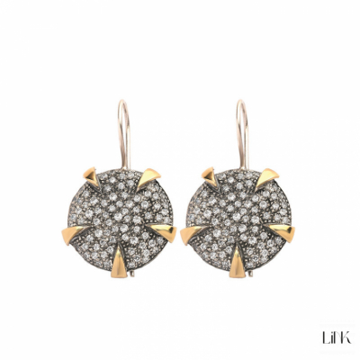PENDIENTES PLATA 925/ORO9K - 152 CIRCONITAS - 2.3CM - LUZ 1