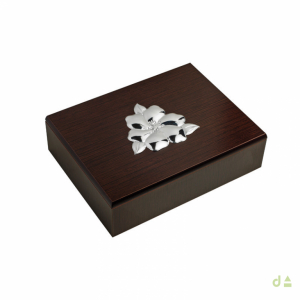 CAJA MADERA 21X16 C/ APLICACION FLORES 1