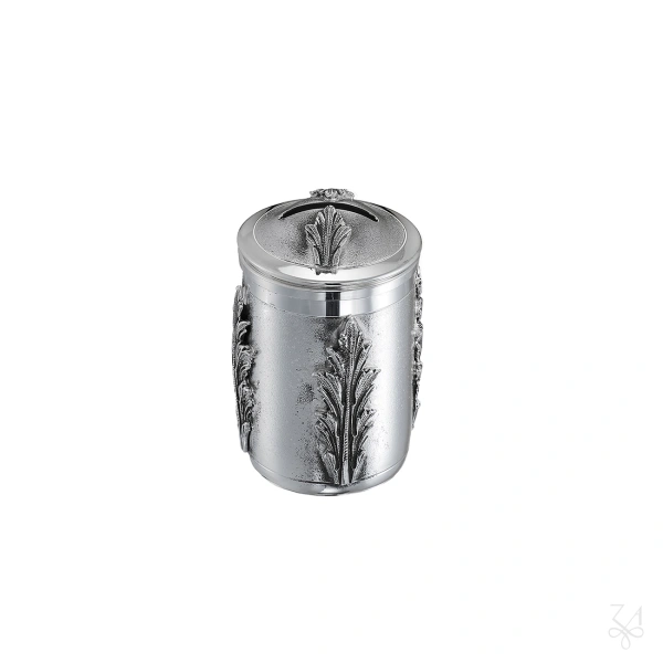 STERLING SILVER RELIGIOUS PIGGY BANK ROUND BOX H.10 2