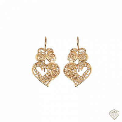 PENDIENTES CORAZON PLATA DORADA 3CM - FILIGRANA 1