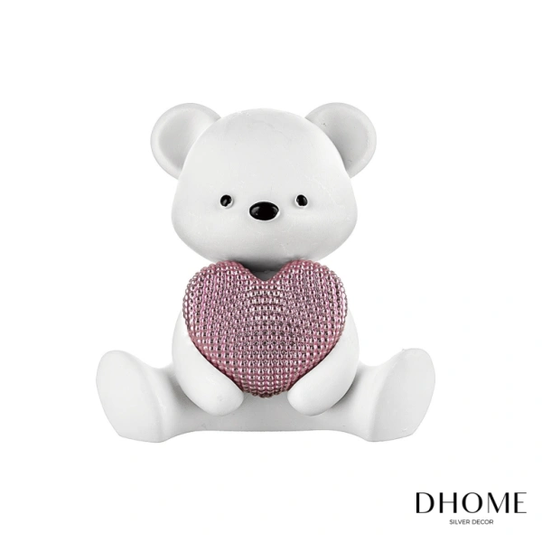 BIBELOT OSO C/ CORAZÓN ROSA 10CM 1