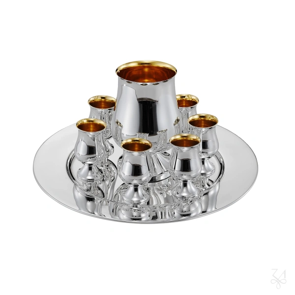 STERLING SILVER SMOOTH WINE GLASS GOLD INSIDE H.7,5 CM 2