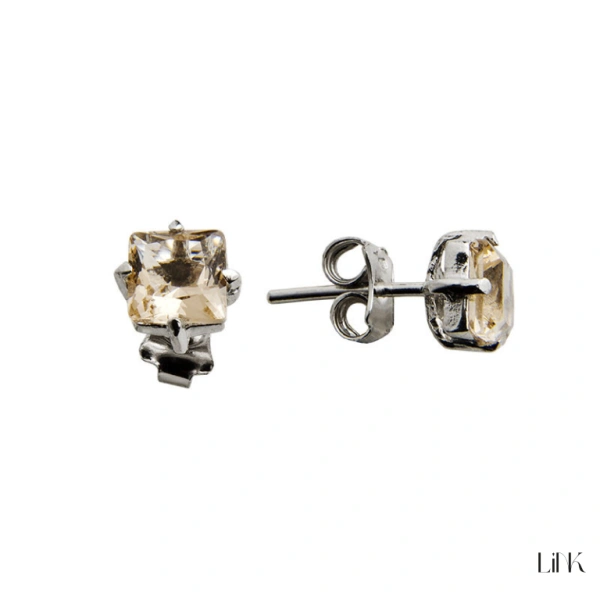 PENDIENTES EN PLATA PIEDRA CUADRADA CHAMPAGNE 1