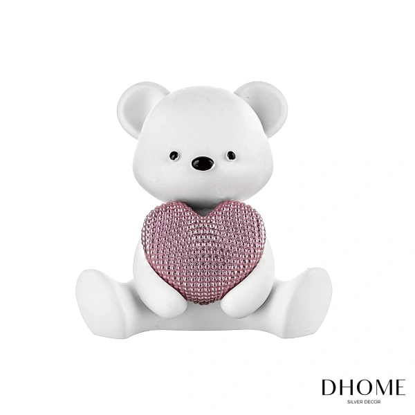 BIBELOT OSO C/ CORAZÓN ROSA 15CM 2