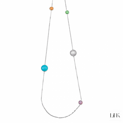 COLLAR EN PLATA C/5 PIEDRAS DE COLORES 1