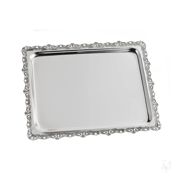 STERLING SILVER CHANUKAH MENORAH RECT TRAY 41X32 CM 1