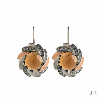 PENDIENTES PLATA DE LEY 925, CON PIEDRAS Y ORO 9KL 1