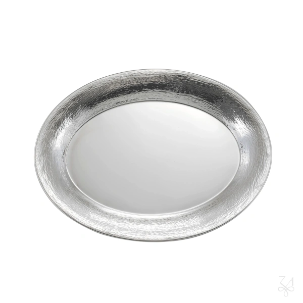 Oval Liquor Tray Hammered "Beat-Cut" Border - 28x21cm 4