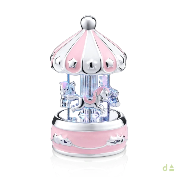 CARRUSEL MUSICAL ROSA CABALLOS 2