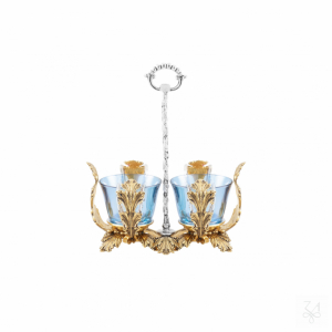 Salt Holder Double Gold Plated - Mod. Acanthus Leaf 1