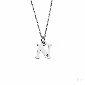 COLLAR EN PLATA C/ PIEDRA - LETRA N 1