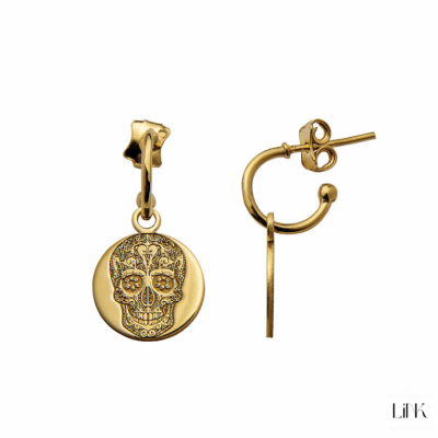 Hoops Earrings Link Misty Style Golden - La Catrina 1