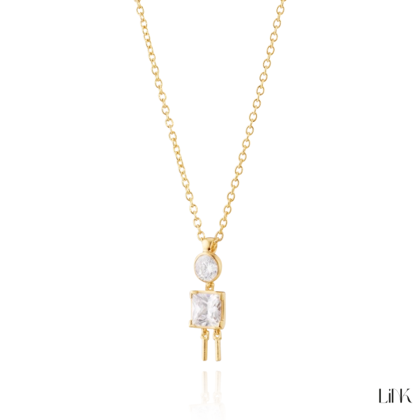 COLLAR LINK DORADO - NIÑO PIEDRA BLANCA 1