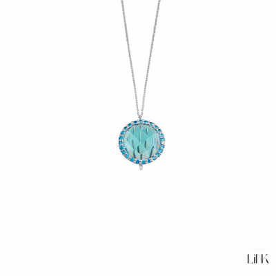 COLLAR EN PLATA 925 C/ PIEDRA Y CIRCONIAS CELESTE 1