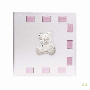 ALBUM OSO PIEL BEIGE Y LAZO ROSA 1