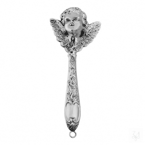 SONAJERO EN PLATA CON MANGO- CABEZA DE ÁNGEL 1