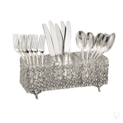 Vase and Flatware Holder 31x11 - Rectangular with  3 Crystals 2