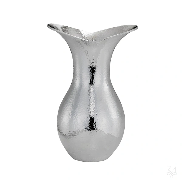 STERLING SILVER HAMMERED VASE BL H.28 CM 3