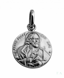 MEDALLA EN PLATA -REDONDA- S.PEDRO- 1.5CM 1