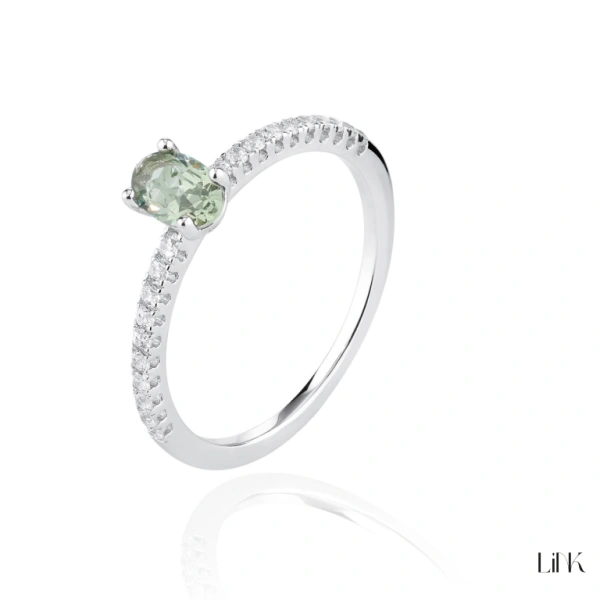 ANILLO COMPROMISO LINK OVAL CIRCONIA VERDE 1