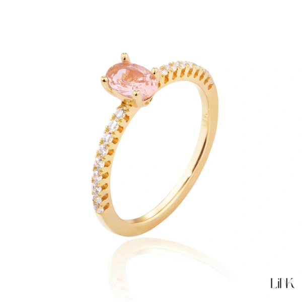 ANILLO COMPROMISO LINK OVAL CIRCONIA ROSA 1