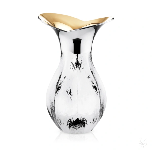 STERLING SILVER ZURICH HAMMERED VASE BL H.28 CM 1