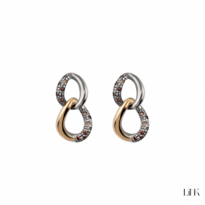 PENDIENTES PLATA 925/ORO9K - 22 CIRCONITAS - 2.2CM - LÍRIO 1